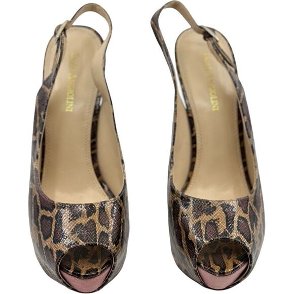 Enzo Angiolini Leopard Print Open Toe Sandal with Pink Heel Nine West BNWOT - Picture 5 of 8